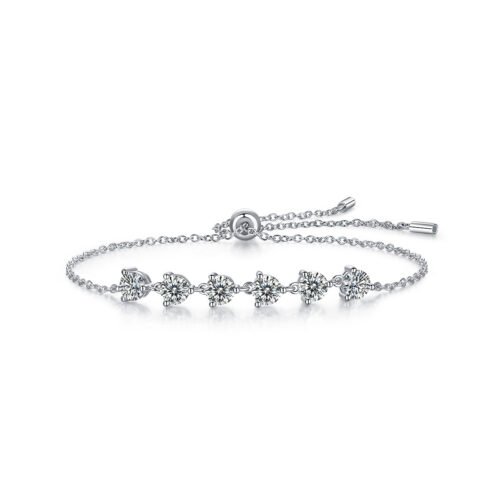 Anryss 925 sterling silver Bracelet with moissanite silver plated with white gold