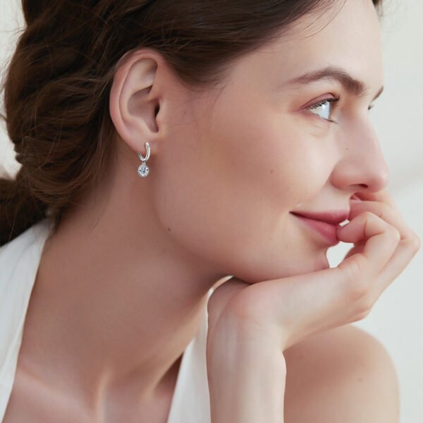 Anryss 925 sterling silver Korean style light luxury moissanite earrings for women elegant and niche high-end hoop earrings