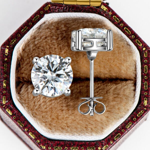 Anryss 925 sterling silver New 2-Carat Moissanite Stud Earrings – 18K Gold-Plated, Premium "Quiet Luxury" Style for Women