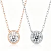 Anryss 925 sterling silver Moissanite necklace rose gold clavicle chain minimalist style