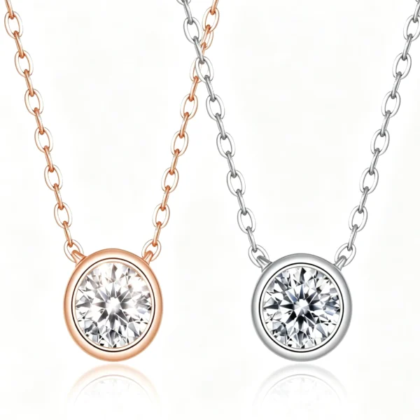 Anryss 925 sterling silver Moissanite necklace rose gold clavicle chain minimalist style
