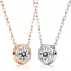 Anryss 925 sterling silver Moissanite necklace rose gold clavicle chain minimalist style