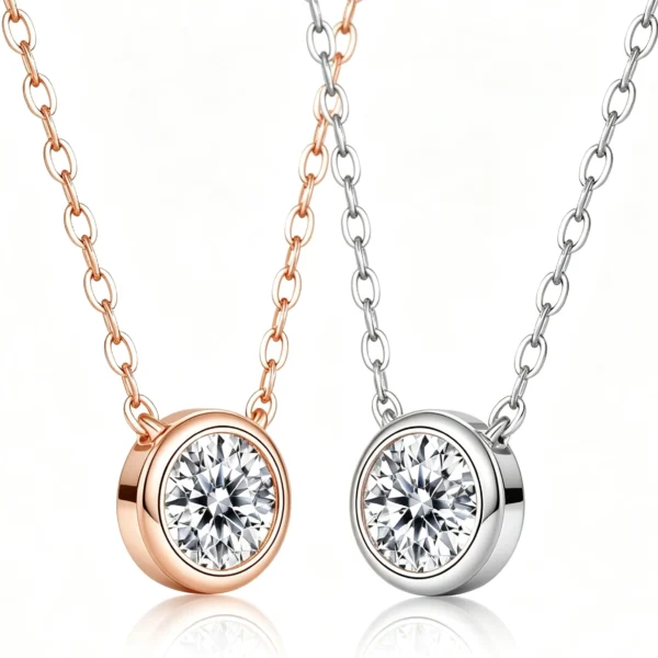 Anryss 925 sterling silver Moissanite necklace rose gold clavicle chain minimalist style