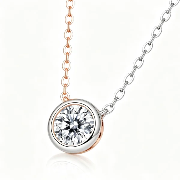 Anryss 925 sterling silver Moissanite necklace rose gold clavicle chain minimalist style