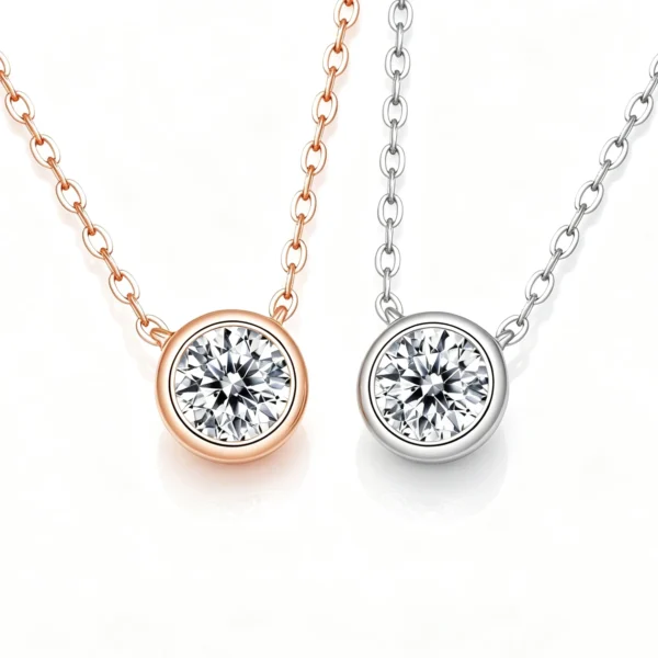 Anryss 925 sterling silver Moissanite necklace rose gold clavicle chain minimalist style
