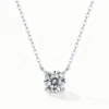 Anryss 925 sterling silver Minimalist-style four-prong moissanite clavicle pendant necklace