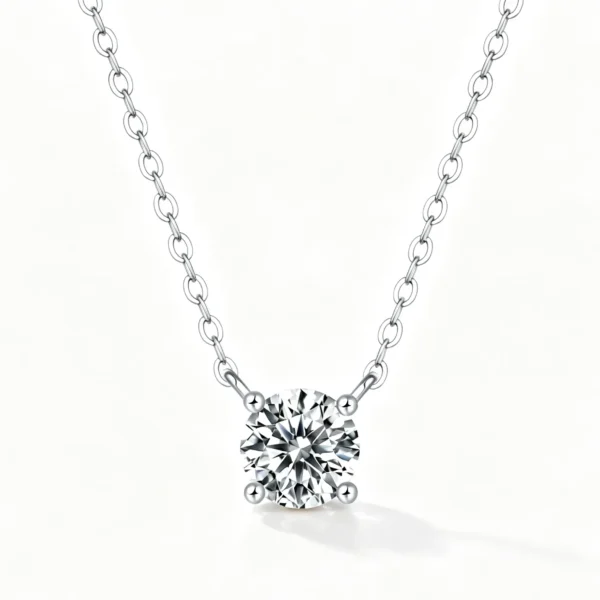 Anryss 925 sterling silver Minimalist-style four-prong moissanite clavicle pendant necklace