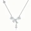 Anryss 925 sterling silver Moissanite bow pendant necklace for women understated luxury style