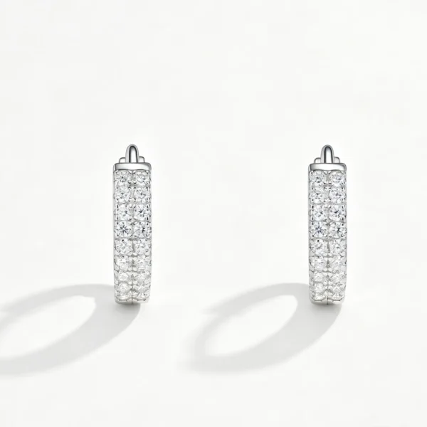 Anryss 925 sterling silver Sparkling Time Earrings with White Gold Plated Moissanite Silver Studs - Sophisticated Style
