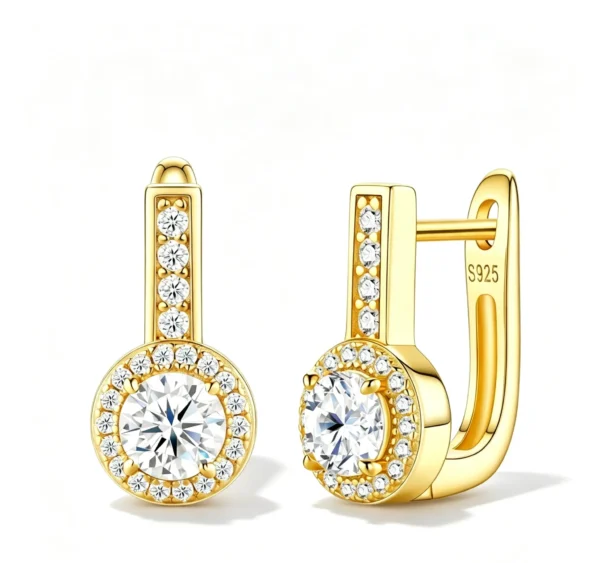 Anryss 925 sterling silver Moissanite classic and stylish women's stud earrings with gold plating Ins style