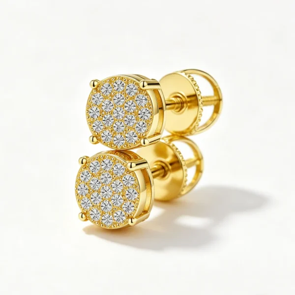 Anryss 925 sterling silver Classic four-prong moissanite stud earrings for women gold-plated trendy "Ins-style" design