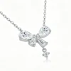 Anryss 925 sterling silver Moissanite bow pendant necklace for women understated luxury style