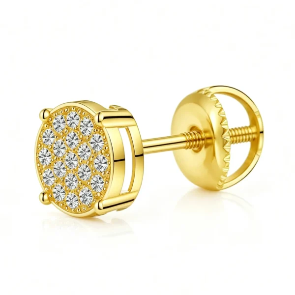Anryss 925 sterling silver Classic four-prong moissanite stud earrings for women gold-plated trendy "Ins-style" design