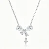 Anryss 925 sterling silver Moissanite bow pendant necklace for women understated luxury style