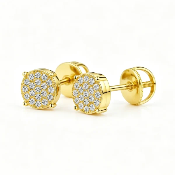 Anryss 925 sterling silver Classic four-prong moissanite stud earrings for women gold-plated trendy "Ins-style" design