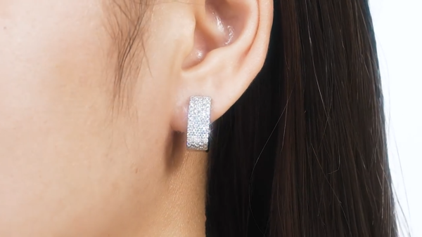 Anryss 925 sterling silver Sparkling Time Earrings with White Gold Plated Moissanite Silver Studs - Sophisticated Style